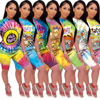 Printed O Neck Short Sleeve Top and Shorts 2 Piece Sets plus size avail - Divine Diva Beauty