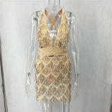 Backless Bandage Dress Bodycon Mini Dress - Divine Diva Beauty