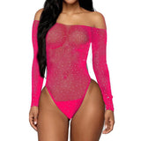 Rhinestones Neck Sexy Bodysuit - Divine Diva Beauty