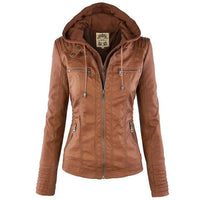 pu Leather Jacket Women Casual Basic Coats outerwear - Divine Diva Beauty