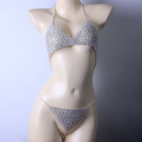 Mesh Rhinestone Chain Body Lingerie Set for Women Sexy Body Jewelry Crystal Bra and Panties Bikini - Divine Diva Beauty
