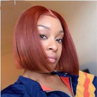 Lace Part Human Hair Wigs Short Bob Wigs 150% Brazilian Human Hair Wig Blue Orange Red 13x1 Lace Frontal Wigs - Divine Diva Beauty