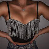 Diamond Tassel Crop Tops Sleeveless shirt Bralette - Divine Diva Beauty