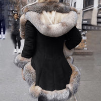 Fox Fur Collar Sleeve Hooded Jacket outerwear - Divine Diva Beauty