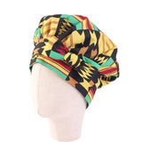 African Print Satin Bonnet With Long Ribbon Wrap Double Layer Headwrap Ankara Pattern Women Hair Cover Large Size Hair Wrap Cap - Divine Diva Beauty