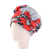 African Print Satin Bonnet With Long Ribbon Wrap Double Layer Headwrap Ankara Pattern Women Hair Cover Large Size Hair Wrap Cap - Divine Diva Beauty