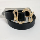 Designer belt luxury brand shinny rhinestone snake buckle - Divine Diva Beauty