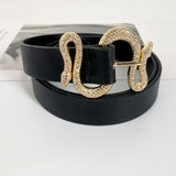 Designer belt luxury brand shinny rhinestone snake buckle - Divine Diva Beauty