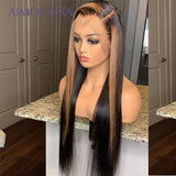 Ombre Straight Lace Wigs 13*4 Human Hair Wig Lace front Pre-Plucked Glueless Lace Front Human Hair Wigs - Divine Diva Beauty