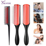 Hair Comb 9-Row Detangling Hair Brush Rat Tail Comb Styling Hairbrush Straight Curly Wet Hair Scalp Massage Brush Women - Divine Diva Beauty