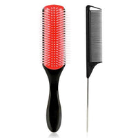 Hair Comb 9-Row Detangling Hair Brush Rat Tail Comb Styling Hairbrush Straight Curly Wet Hair Scalp Massage Brush Women - Divine Diva Beauty