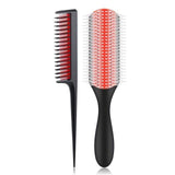 Hair Comb 9-Row Detangling Hair Brush Rat Tail Comb Styling Hairbrush Straight Curly Wet Hair Scalp Massage Brush Women - Divine Diva Beauty