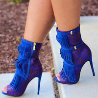 Fringe Peep Toe Buckle Strap Ankle shoe Boots 11+ - Divine Diva Beauty