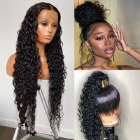 360 Lace Frontal Wig 28 30 Inch Water Wave 13x4 Lace Front Wig Human Hair Wigs Deep Curly Glueless Virgin Brazilian 180% Density - Divine Diva Beauty