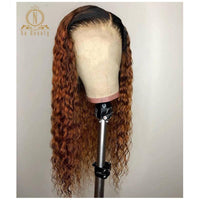 180 Density 13x4 Lace Front Human Hair Wigs 1b 30 Color Lace Front Ombre Curly Wig Glueless Preplucked Black Remy Hair - Divine Diva Beauty