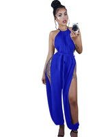 Hollow Out Jumpsuit Casual Solid Sleeveless O-Neck Belt Jumpsuit bodysuit - Divine Diva Beauty