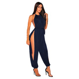 Hollow Out Jumpsuit Casual Solid Sleeveless O-Neck Belt Jumpsuit bodysuit - Divine Diva Beauty