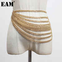 Metal Chain Split Joint Irregular Long Belt - Divine Diva Beauty