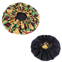 African Print Satin Bonnet With Long Ribbon Wrap Double Layer Headwrap Ankara Pattern Women Hair Cover Large Size Hair Wrap Cap - Divine Diva Beauty