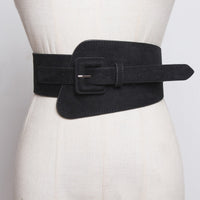 Pu Leather Elastic Camel Long Elastic Wide Belt - Divine Diva Beauty