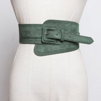 Pu Leather Elastic Camel Long Elastic Wide Belt - Divine Diva Beauty