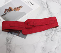 Pu Leather Elastic Camel Long Elastic Wide Belt - Divine Diva Beauty