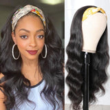 Designer Headband Wig Human Hair Body Wave Highlight Wig Chic Style Glueless Human Hair Wigs with Pre-attached Scarf - Divine Diva Beauty