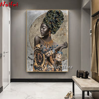 5D Diy Diamond Mosaic African Black Woman Graffiti Art Diamond Painting Full Square Round Embroidery Sale Abstract African Girl - Divine Diva Beauty