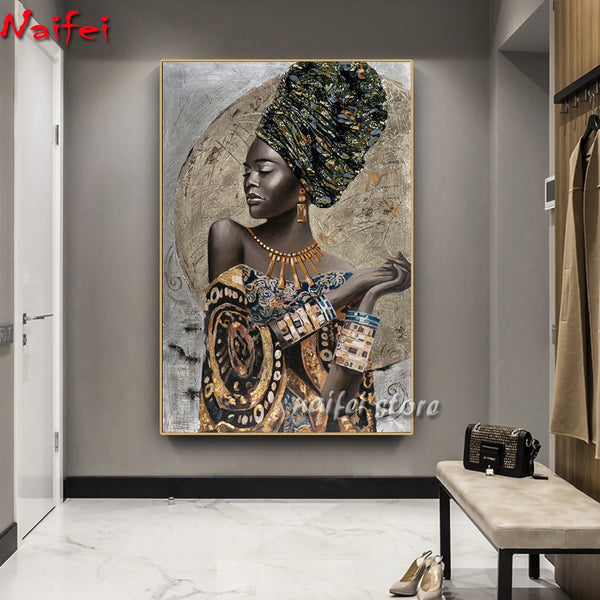 5D Diy Diamond Mosaic African Black Woman Graffiti Art Diamond Painting Full Square Round Embroidery Sale Abstract African Girl - Divine Diva Beauty