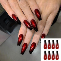24Pcs/Set Full Cover False Nail Tips Ballerina Nail Art Manicure Matte Tips Coffin Fake Nails Extension Acrylic Nails with Glue - Divine Diva Beauty