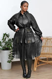 Faux Leather Mesh Patchwork Long Sleeve PU Coat Jacket outerwear plus size avail - Divine Diva Beauty