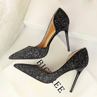 High Heels Sequins Scarpins Pumps shoes - Divine Diva Beauty