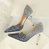 High Heels Sequins Scarpins Pumps shoes - Divine Diva Beauty