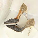 High Heels Sequins Scarpins Pumps shoes - Divine Diva Beauty