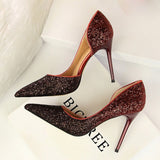 High Heels Sequins Scarpins Pumps shoes - Divine Diva Beauty