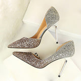 High Heels Sequins Scarpins Pumps shoes - Divine Diva Beauty