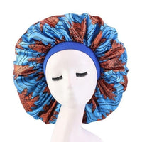 New Women's Extra Large Hair Cap For Sleeping African Printed Satin Round  Elastic Night cap - Divine Diva Beauty