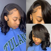 Body Wave 13x6 Short Bob Wig 13x4 Lace Front Human Hair Brazilian Remy 4x4 Closure Loose Pre Plucked 180 Density - Divine Diva Beauty