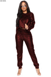 Hooded Full Sleeve Crop Top Pants Suit Two Piece Set Casual PU Leather plus size avail - Divine Diva Beauty