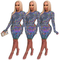 Sequins Cut Out Open Back Long Sleeve Bodycon dress - Divine Diva Beauty