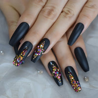 Trapezoid French Nail Crystal AB Shine Decorative False Nails Long Ballerina Rhinestones Press On Fingernail - Divine Diva Beauty