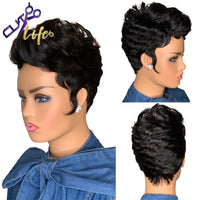 Short Curly Bob Pixie Cut Full Machine Made Non Lace Human Hair Wigs Remy Brazilian Hair - Divine Diva Beauty
