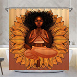 African American Women with Crown Black Art Polyester Fabric Shower Curtain Set - Divine Diva Beauty