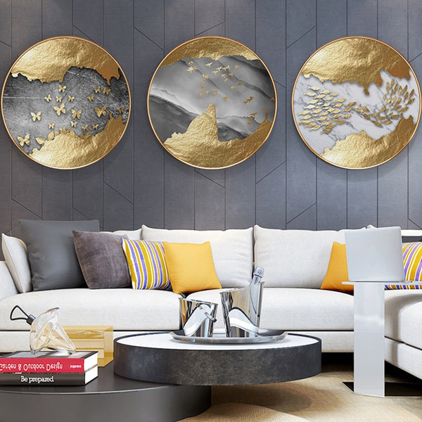 Golden Abstract Luxury Picture Home Decor Wall decor Art Nordic Canvas Painting Bright Gold Classical Poster and Print for Living Room - Divine Diva Beauty