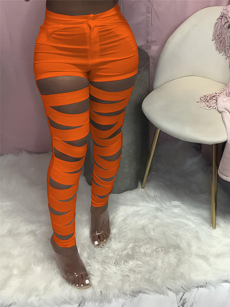 Hollow Out Lace Up Sexy Pencil Pants - Divine Diva Beauty