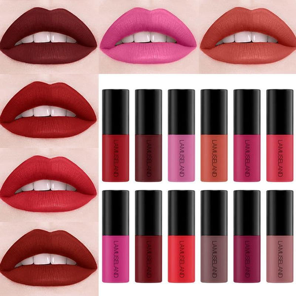 Liquid Lipstick 12 Colors Matte Long-lasting Makeup Red Lips Matte Waterproof Matte Lipstick Lip Gloss - Divine Diva Beauty