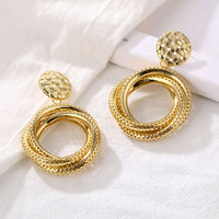 Retro Alloy Metal Round Hoop Earrings Jewelry - Divine Diva Beauty