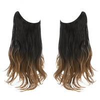 Synthetic NO Clip In Halo Hair Extensions Natural Wave BUNDLE - Divine Diva Beauty