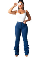 Skinny Pocket Runched Denim Blue jeans pants - Divine Diva Beauty