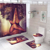 Sexy Black Women Printed Shower Curtain Polyester Bathroom Bathtub Screen American Girl Bath Mat Set 3pcs/4pcs Set Toilet Decor - Divine Diva Beauty